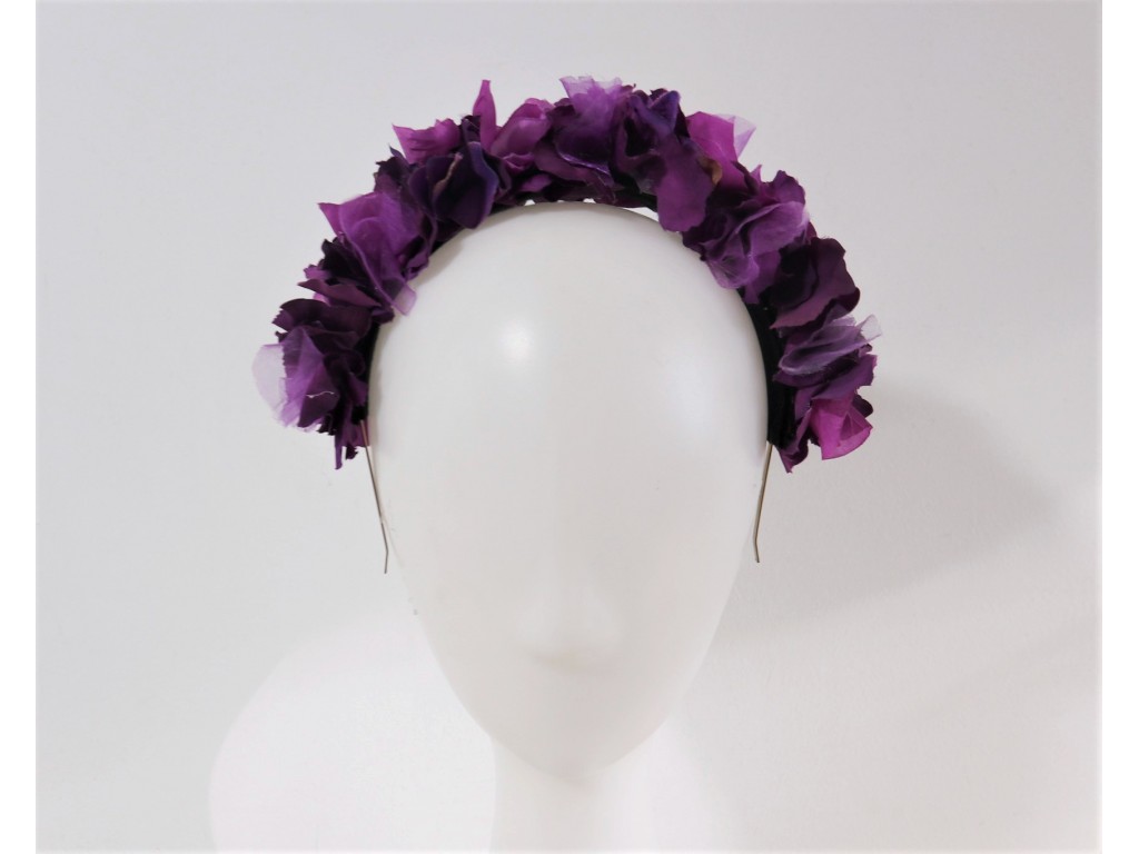 DIADEMA DE FLORES DE TELA COLOR LILA Talla U Color LILA