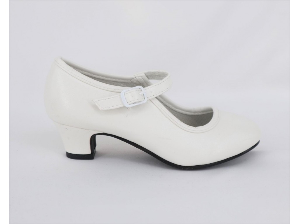 zapatos tacon niña blancos, talla 25 de segunda mano por 5 EUR en Valencia  en WALLAPOP